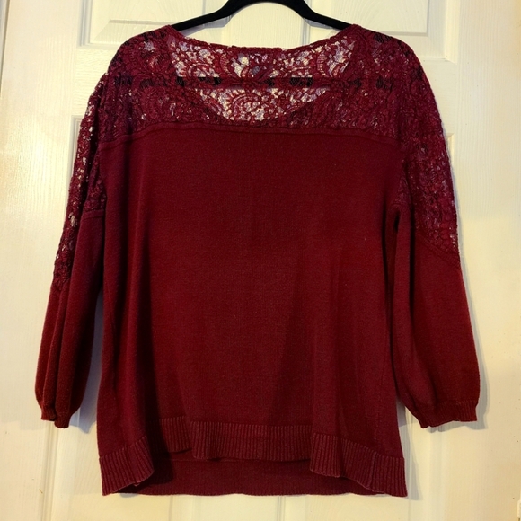 Chic Burgundy Lace Sweater Soho XL - Picture 1 of 9